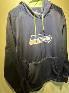 Seattle Seahawks Majestic Therma Base Women’s Medium M Hooded Pocket Blue NFL - Picture 1 of 14