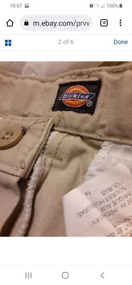 Pantalones Cortos Uniformes Escolares Niños - Marca Dickies - Caqui Talla 14 con Cintura Ajustable Foto 1 de 4