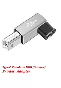 Adaptador USB tipo C hembra 90 grados a USB-B macho para escáner impresora MIDI Reino Unido - Imagen 1 de 3