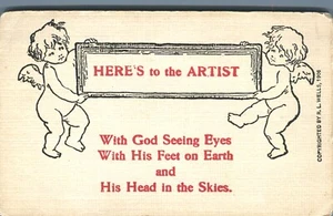 Postal de Cupido Here's to the Artist UDB RL Wells 1906 - Imagen 1 de 2