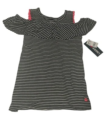 LIMITED TOO Niñas Camisa a Rayas Manga al Hombro NEGRO Y BLANCO XL TALLA 12 NUEVO CON ETIQUETAS Foto 1 de 4