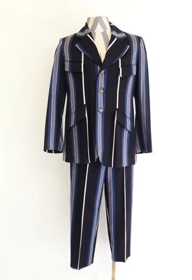 VIVIENNE WESTWOOD 1994 CAFE SOCIETY темно-синий полоски три пуговицы классические брюки костюм - Изображение 1 из 4