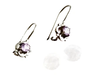 eARRINGS AMETHYST 925 STERLING SILVER LETTER K HALLMARK VINTAGE JEWELRY neocurio - Picture 1 of 7