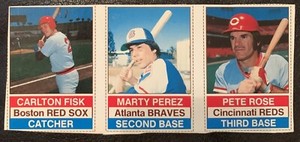 1976 HOSTESS 3 CARD PANEL CARLTONFISK/MARTY PEREZ/PETE ROSE RARE!