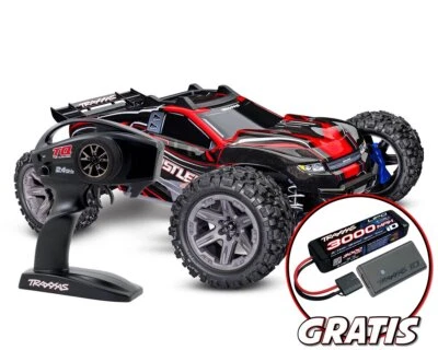 Traxxas Rustler 4x4 rot BL-2S Brushless mit gratis 3000mAh Lipo Akku und USB-C L - Bild 1 von 4