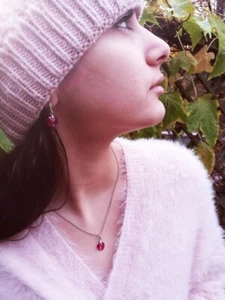 Pendientes Corazón Glam Fucsia Joyería 10 mm Cristal Alta Calidad, Hecho a Mano - Imagen 1 de 6