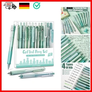 12er-Pack Gelschreiber, 11 Gelstifte Schwarz + 1 Pastell Textmarker, Stifte A... - Bild 1 von 9