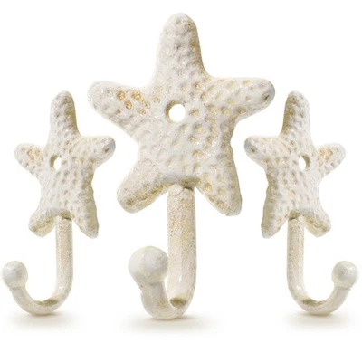  3 Pcs Wall Decor Sea Star Shape Beach Room Nautical Towel Hooks Coat - Image 1 of 4