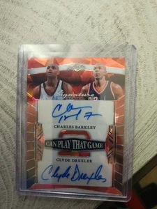 2025 LEAF Charles Barkley Clyde Drexler Dual Auto Crystal Red Parallel 1/1 - Picture 1 of 5