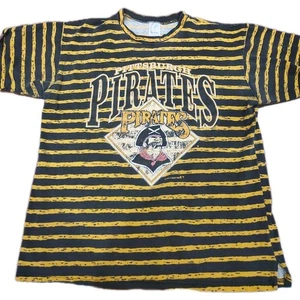 Vintage 90s Jostens Pittsburgh Pirates Striped T Shirt Men's XL - Picture 1 of 5