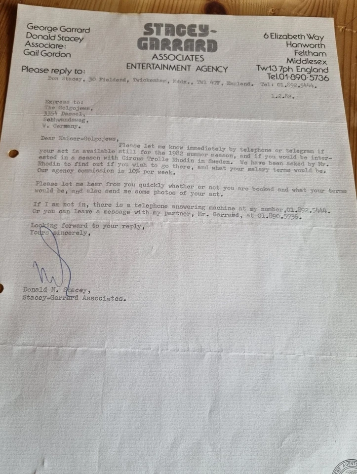 Zirkus Cirque Circo Circus Schriftverkehr Agentur original aus Nachlass - Bild 1 von 1