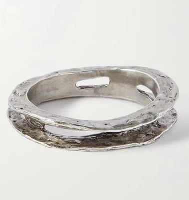 SAINT LAURENT Arty Hammered-Effect Textured Cuff Bangle Bracelet Size M - Image 1 of 4