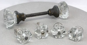 Vintage antike Klarglas Türklinken und 4 Schubladengriffe - Bild 1 von 5