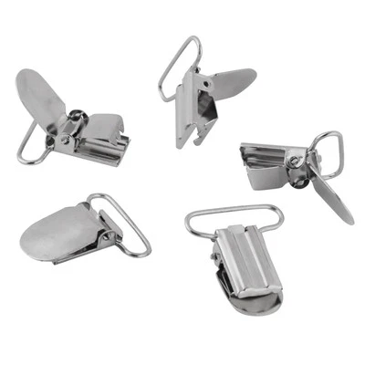 (25mm)Silver Metal Suspender Braces Pacifier Clips Holder Repair Parts - Image 1 of 4
