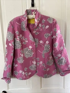 FLORES & FLORES Striking Pink Flower Print Jacket Size 6 - Picture 1 of 11
