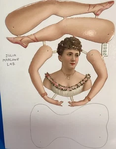 L&B Littauer Bauer 14 Zoll deutsche Papierpuppen mit Gelenken amerikanische Schauspielerin Julia Marlowe - Bild 1 von 7
