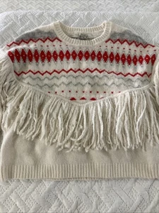Ecoté Cropped Sweater Woman’s Size Small Fringe Boho Western - Picture 1 of 6