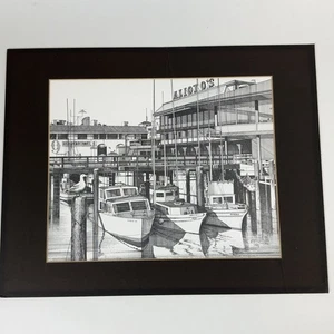 Vintage Martin Tang Kunst Radierung Druck signiert Fisherman's Wharf San Francisco - Bild 1 von 12