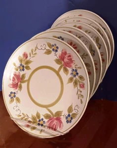 Juego de 6 PLATOS DE POSTRE MIKASA Rutland Blanco-Rosa Floral Terra Stone JAPÓN - Imagen 1 de 5
