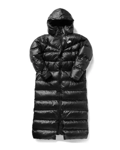Nike Long Parka Black Jacket Down Insulated Hooded Loose FIT Women City New Coat - Picture 1 of 8
