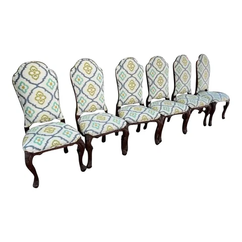 Set of 6 Chippendale Style Mahogany Dining Chairs Cover