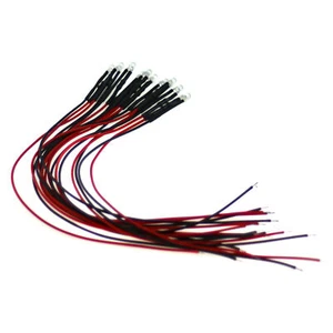 LED 10x3mm, 5volt, bianco caldo (3000K); con cavo 20cm e preresistenza - Foto 1 di 4