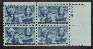 Scott #947..3 Cent..Washington & Franklin...4 Plate Blocks...MNH - Picture 1 of 1