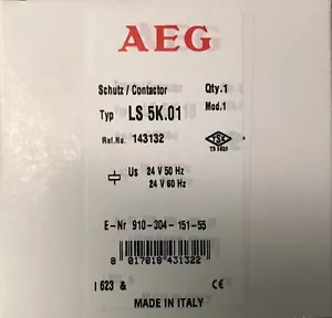 AEG LS5K.01E 3 Pole Contactor 7.5HP @ 480V, 25A W/ 24VAC COIL - Picture 1 of 4