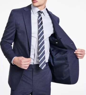 Traje Chaqueta DKNY Para Hombre Azul Ajuste Moderno Mini Cuadros Talla 41R NUEVO con Etiqueta Foto 1 de 4