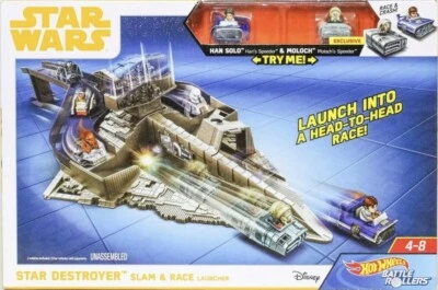 Star Wars Hot Wheels Battle Rollers Star Destroyer Race Launcher Han Solo Moloch - Image 1 of 4