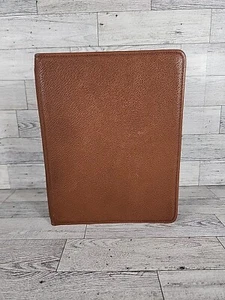 Vintage Day-Timer Pigskin Leather 7 Ring Desk Size Open Binder Brown 9" - Picture 1 of 5