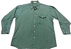Vintage LL Bean Dress Shirt Mens 16 1/2-32 Green Checkered Plaid Made in USA - Picture 1 of 6