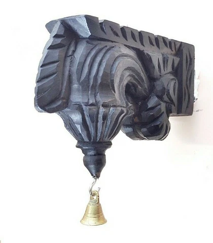 7" Wall hanging wooden Black Corbel Hand Carved used for hanging lamp Vintage Cover