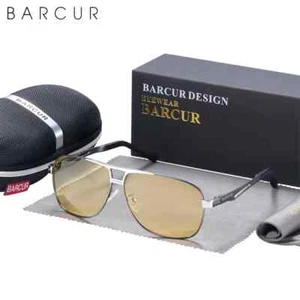 BARCUR Sonnenbrille polarisiert schwarz Herren randlos Brille Männer Autofahrerbrille - Bild 1 von 10