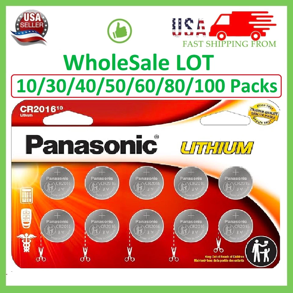 LOTE 10-100 Panasonic BATERIA DE LÍTIO 3V CR2016 2016 BR2016 DL2016 célula botão - Imagem 1 de 4