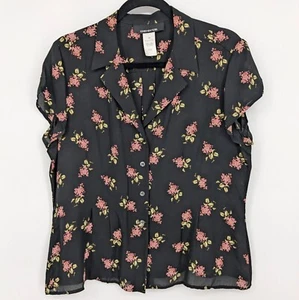 Vintage Jones New York Button Up Shirt Women Size 14 100% Silk Whimsigoth Fairy - Picture 1 of 9