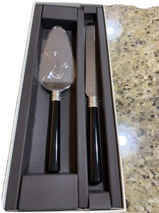 Vera Wang With Love Noir Cake Knife & Server Set Black Enamel/Silverplate BNIB - Picture 1 of 8