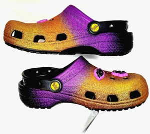 Disney Hocus Pocus Crocs Classic Womens Size 8 Clogs Sparkly w/Jibbitz Halloween - Picture 1 of 8