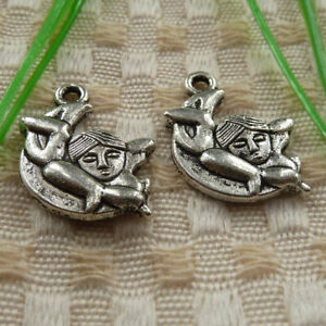 165 Pcs Tibetan Silver Moon Angel Charms 23X17MM S4059 DIY Jewelry Making