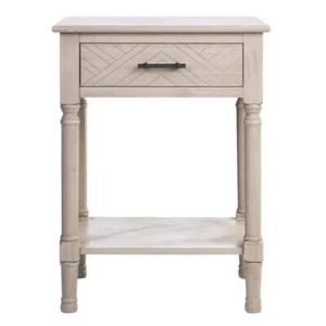 SAFAVIEH End Table 26"x19"x15.8" Beige Rectangle Wood Storage Heavy Duty Indoor - Picture 1 of 9