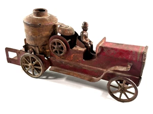 Antique 1909 Tin Fire 15" Engine Toy Truck hill climber schieble keystone clark - Picture 1 of 24