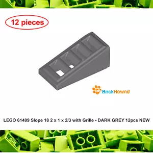 LEGO 61409 Slope 2 x 1 x 2/3 with Grille - DARK GREY 12pcs NEW - Picture 1 of 1