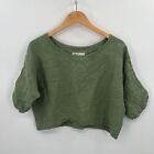 Conscious Clothing Made In Michigan Women Size Medium Green Linen Crop Top