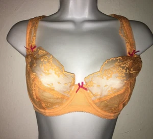 Adore Me Unlined Lace Underwire Demi Bra Size 32DDD Orange New - Picture 1 of 3