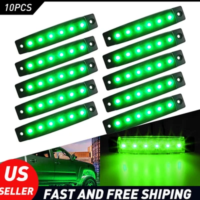 10 шт светодиодных боковых габаритных огней лампы для грузовых автомобилей грузовиков автобусов мотоциклов прицепов зеленые - Изображение 1 из 4