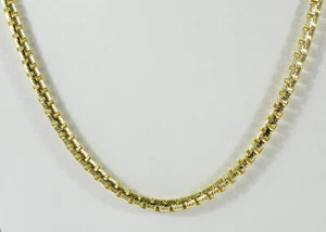 28 gm 14k Gold Yellow Round Diamond Cut Men's Women's Box Chain Necklace 22" 3mm - Picture 1 of 5