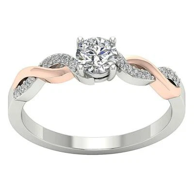 Solitaire Engagement Ring Natural Diamond SI1 G 0.65 Carat 14k Two-Tone Gold - Image 1 of 4