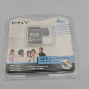 PNY 4GB MicroSDHC Card cell phone memory P-SDU4G4-GE New Sealed Package - Picture 1 of 1