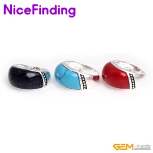 Silver Assorted Stones Marcasite Beads Fashion Jewelry Christmas Rings US #7-#9 - Picture 1 of 29