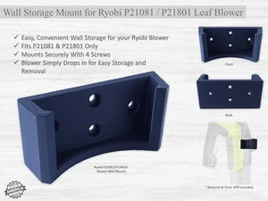 Wall Storage Mount for Ryobi P21081 & P21801 Leaf Blowers - Picture 1 of 9
